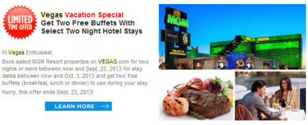 Vegas Vacation Special Two Free Buffets per stay with select 2-Night Hotel Reservations