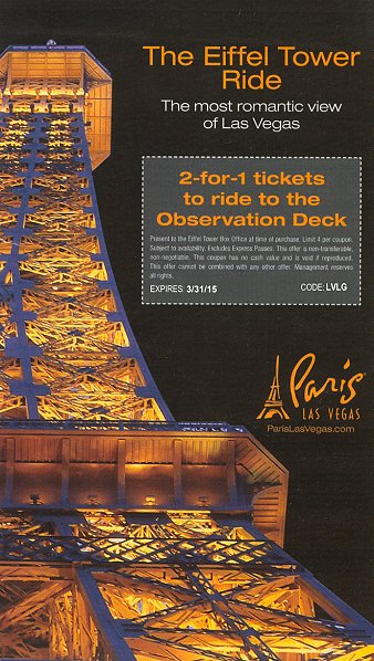 Eiffel Tower Ride in Paris Las Vegas: 2-for-1 Ticket ...