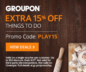 Groupon Extra 15 Off Events and Activities Deal Promo Code (Sept 26-27)